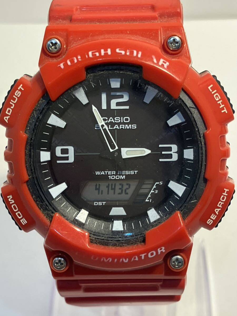 【3点セット】CASIO カシオ イルミネーター 腕時計 タフソーラー AQ-S810W ホワイト/レッド W-S220 レッド 赤/白 デジタル の画像5