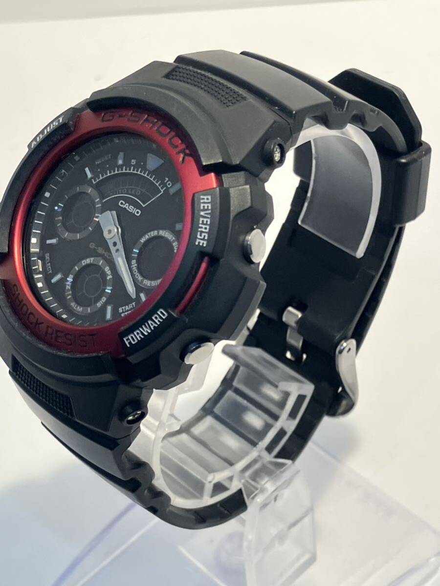 【稼動品】CASIO カシオ G-SHOCK 腕時計 AW-591 ブラック/レッド ラバーベルトの画像3
