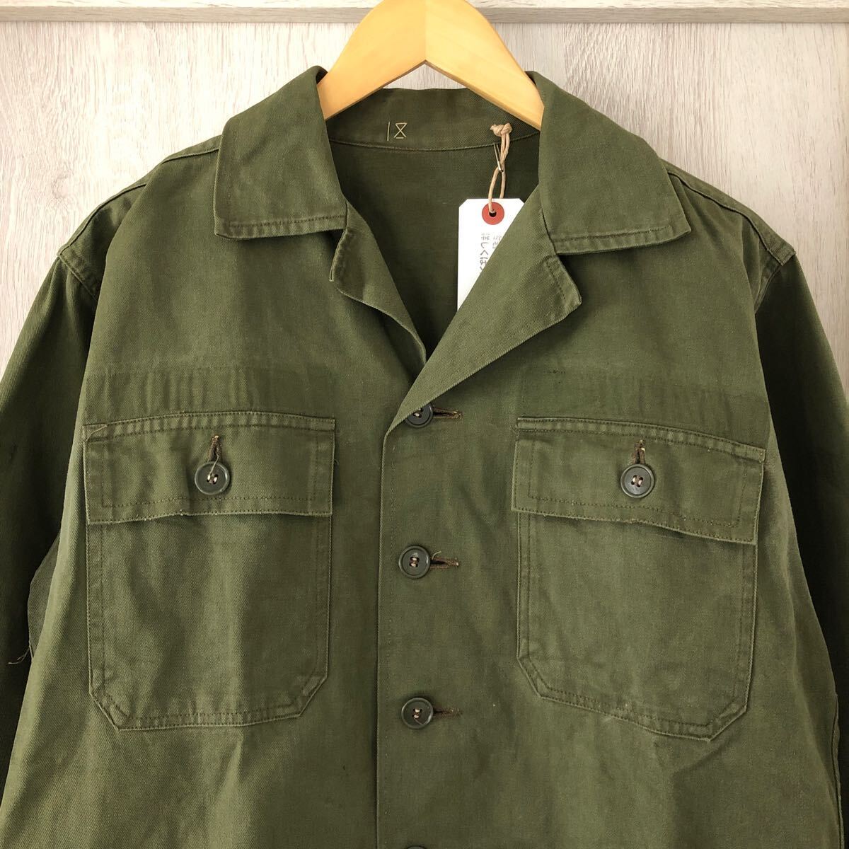 (k) 50s 50年代 US ARMY OG-107 1st ミリタリー シャツ ジャケット カーキ グリーン の画像4