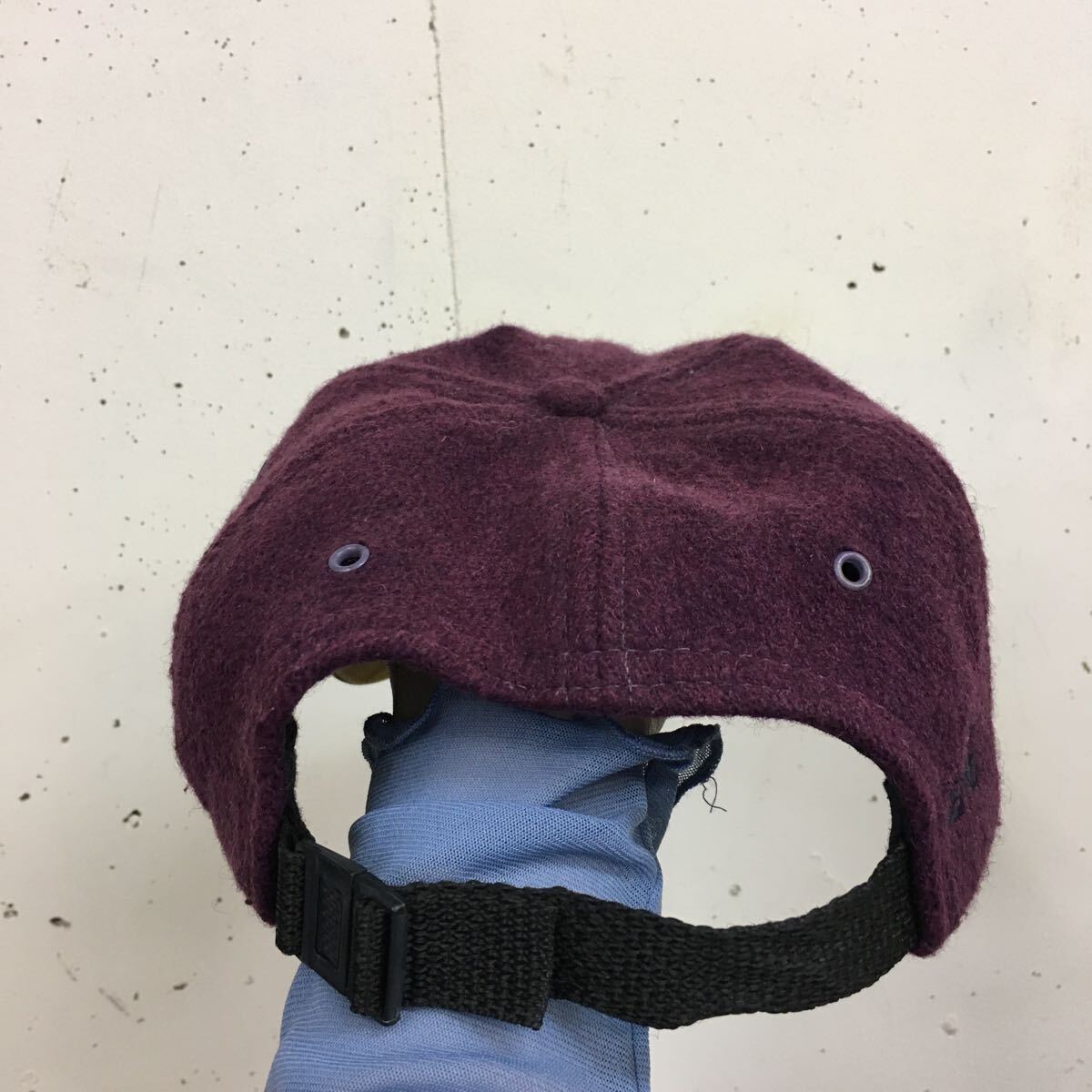 (k) EMS レザー&ウール USA製 キャップ 帽子 紫 パープル _画像5