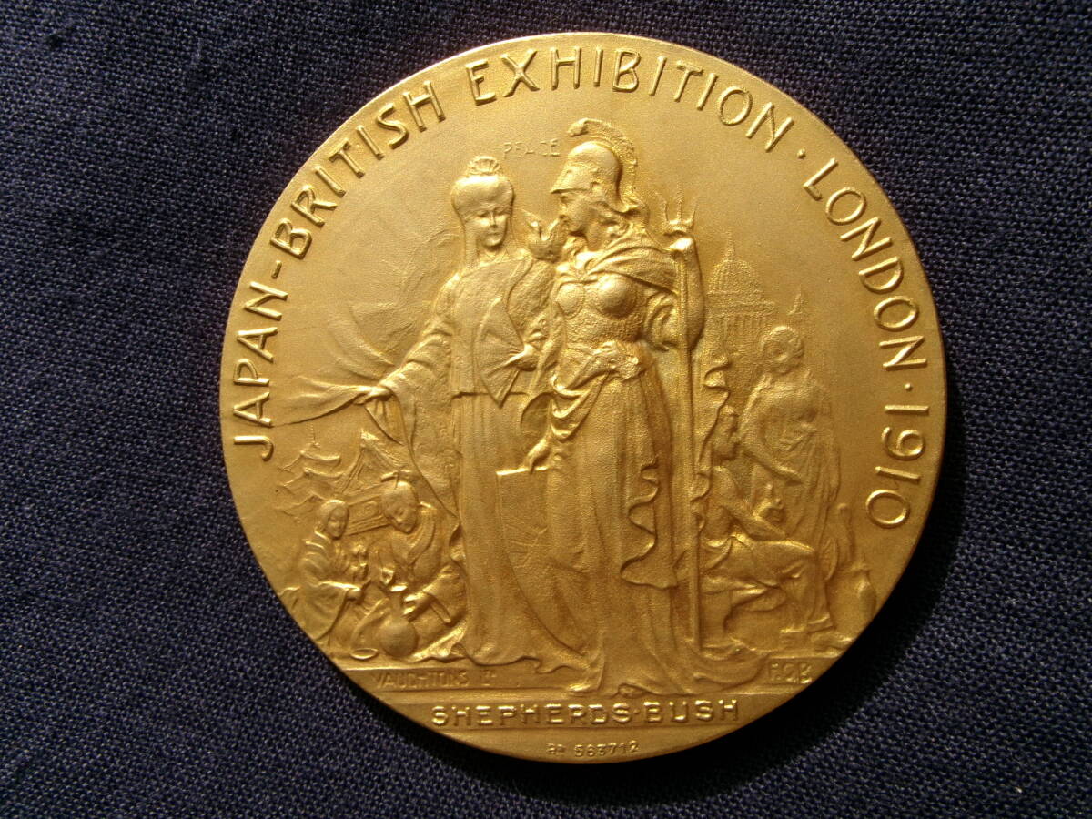 日英博覧会 明治43年 JAPAN-BRITISH EXHIBITION・LONDON・1910 GOLD MEDAL メダル 金碑 金メダル 共箱 当時物の画像2