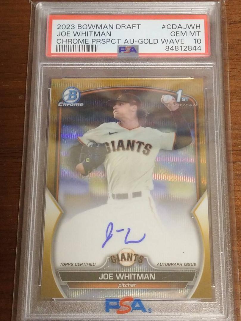 【PSA10】2023 Bowman Draft Chrome Joe Whitman 1st Bowman Prospect Gold Wave Refractor Auto Autograph /50 San Francisco Giantsの画像1