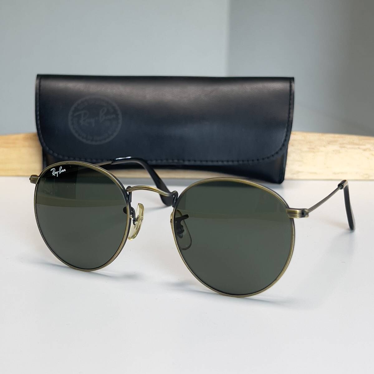 ◆B&L Vintage Ray-Ban USA ボシュロム社製 ヴィンテージ レイバン サングラス ラウンドメタル 希少アンティーク加工フレーム  90s