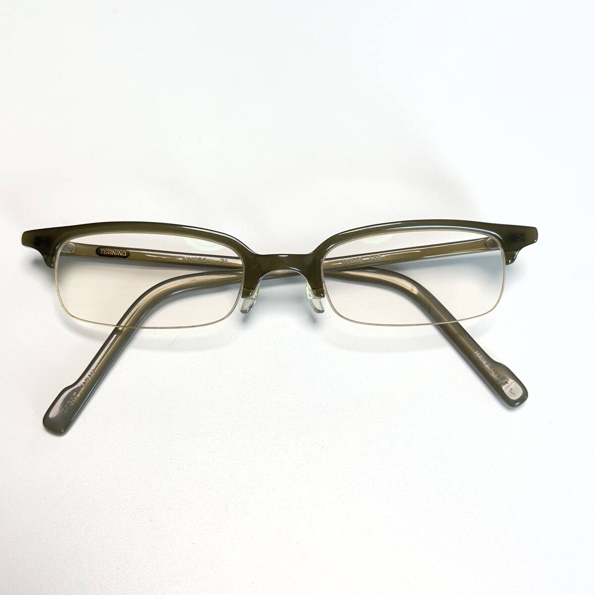 ◆TURNING ターニング サングラス 谷口眼鏡 メガネ 50□19 143 度入りレンズ メンズ レディース ハーフリム ナイロール 鯖江眼鏡 スクエアの画像1