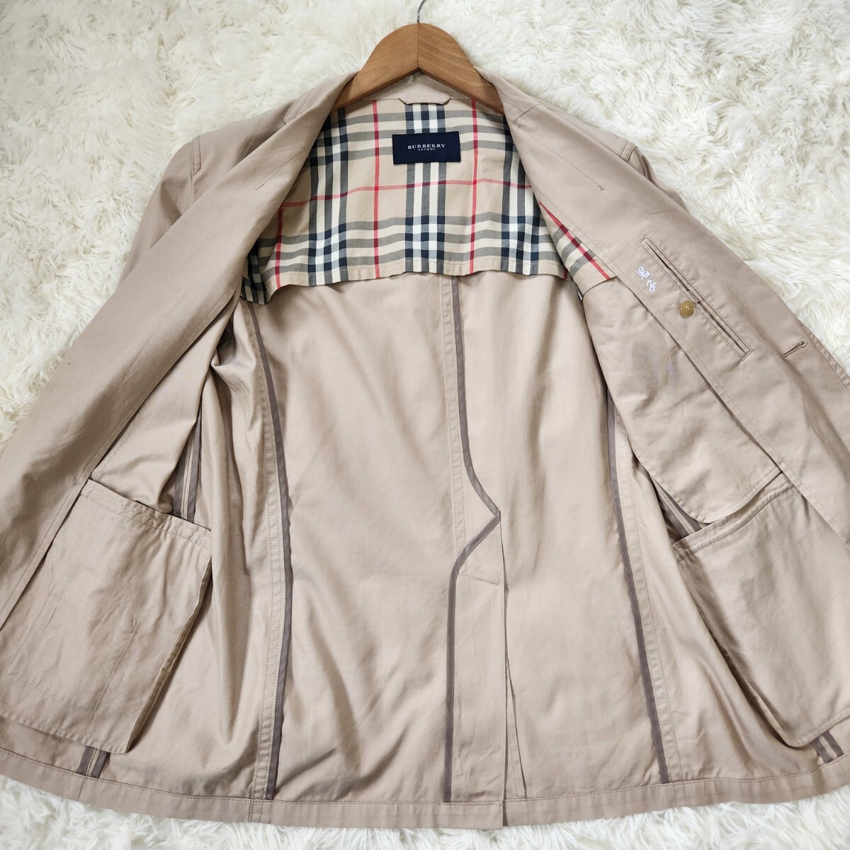 美品 バーバリー ロンドン【大人気色 ベージュ ストレッチジャケット 実寸サイズ L】BURBERRY LONDON テーラードジャケット ノバチェック_画像7