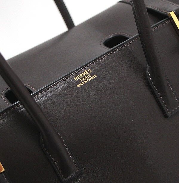 【広尾店】エルメス HERMES 【1968年製】 ドラッグ27 ハンドバッグ X刻印 ボックスカーフ ブラウン 【13705】_画像4