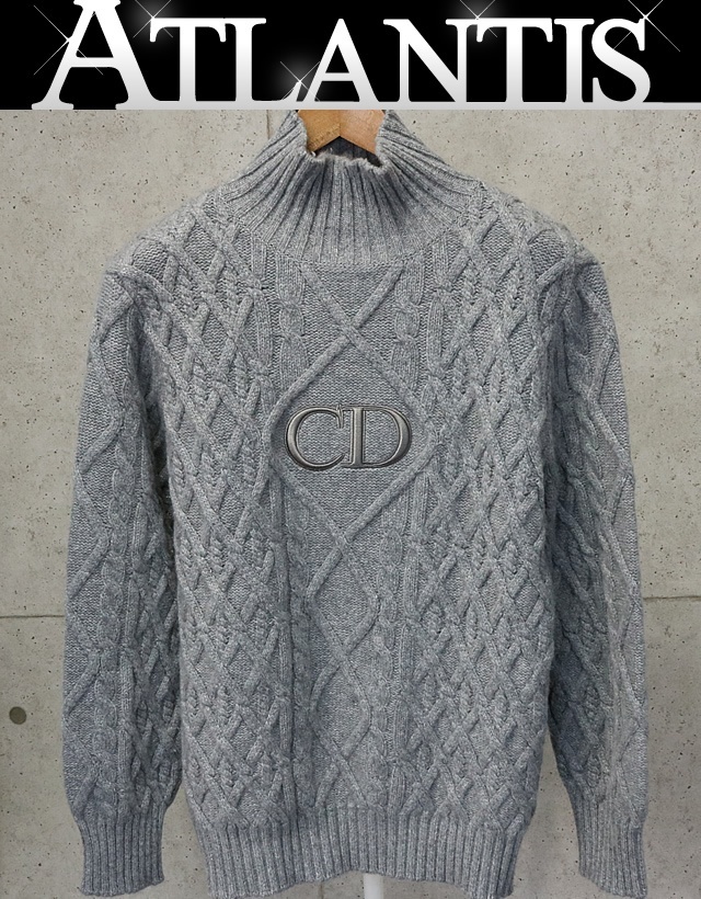 Dior 銀座店 ディオール CDロゴ カシミヤ ニットセーター size:M メンズ グレー 94601_画像1