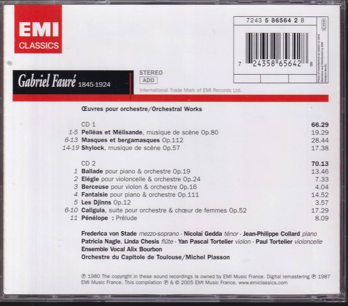 【EMI】プラッソン/フォーレ/管弦楽曲集(2CD)の画像2