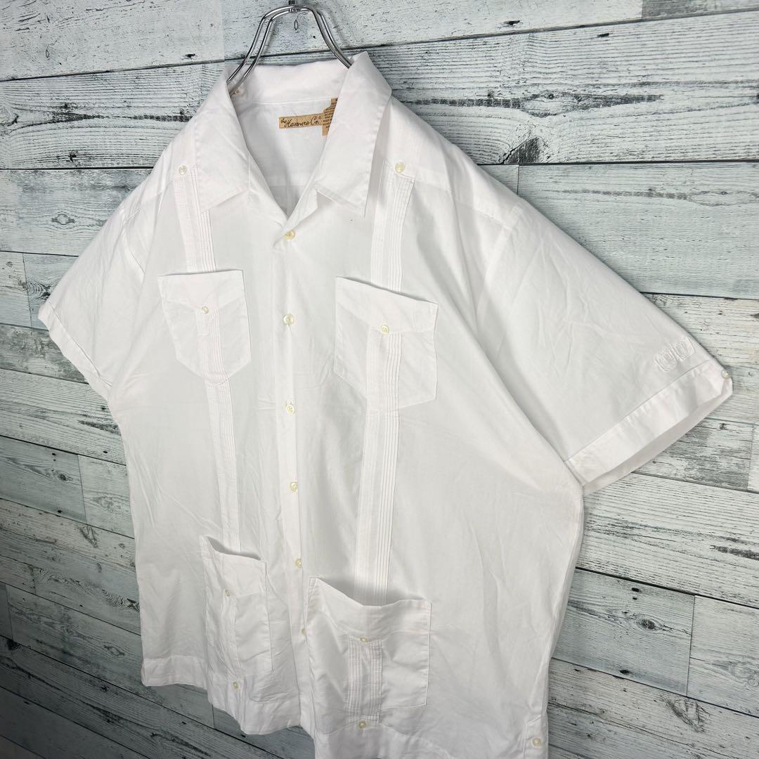 ヴィンテージ 4ポケット 半袖 開襟キューバシャツ ホワイト XL_画像4