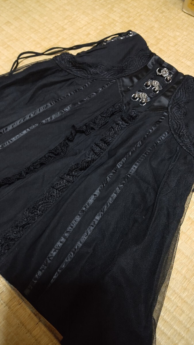 オッズオネスト OZZ ONESTO スカート コルセット ブラック レース 金具飾り 美品 ゴスロリの画像6