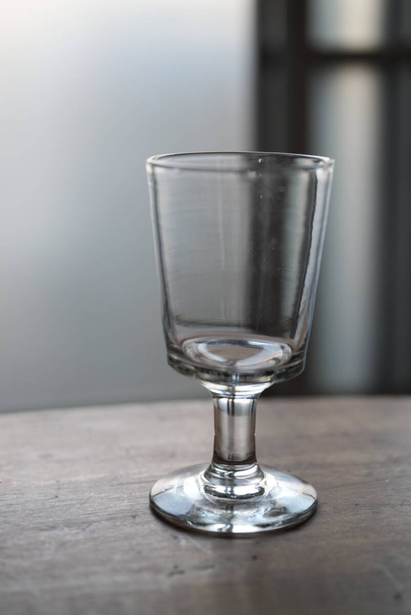 古い手吹きガラスのシンプルな筒型のビストログラス / 19世紀・フランス / アンティーク 古道具 ワイングラス A-8_画像2