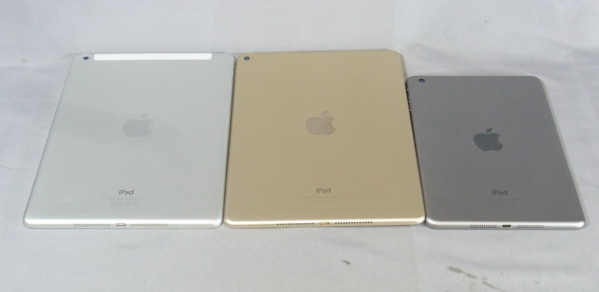 B39299 O-02371 Apple iPad mini2 Wi-Fiモデル ME277J/A / iPad Air2 Wi-Fiモデル MNV72J/A / au iPad Air MD794JA/A 計3台セット ジャンクの画像2