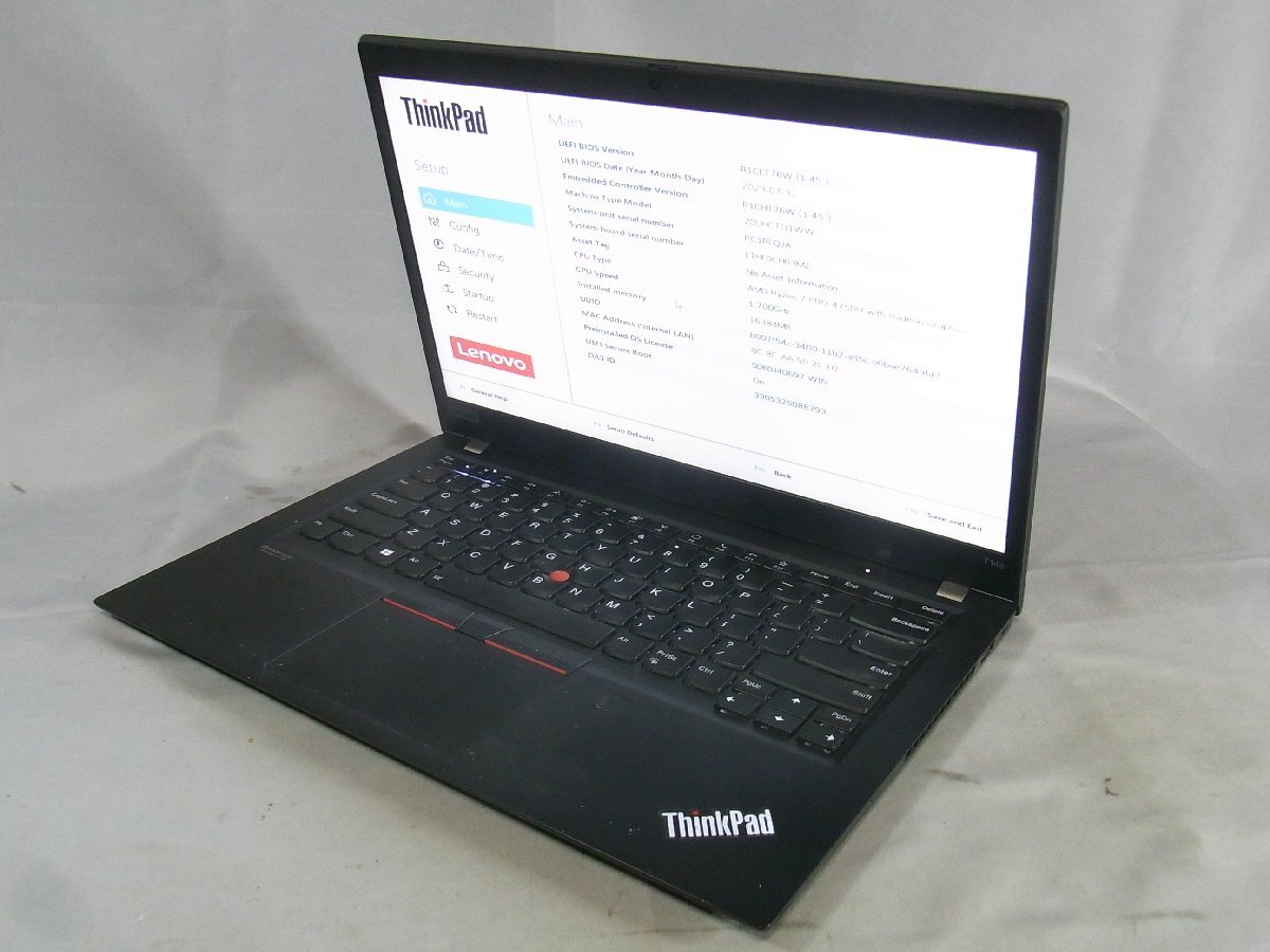 B39273 O-04039 Lenovo ThinkPad T14s Gen 1 20UHCTO1WW Ryzen 7 PRO 4750U 16GB ジャンク_画像1