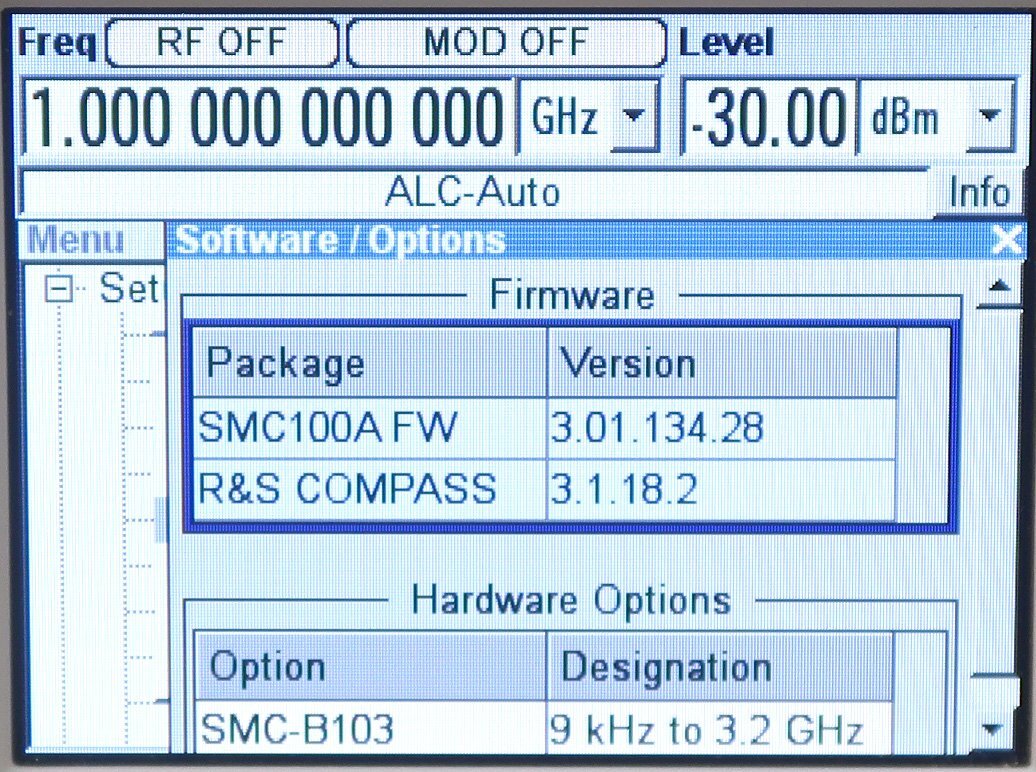 MF51165◆ROHDE&SCHWARZ SMC100A Opt.B103 シグナルジェネレータ 信号発生器 9kHz-3.2GHz【返品保証あり】の画像6