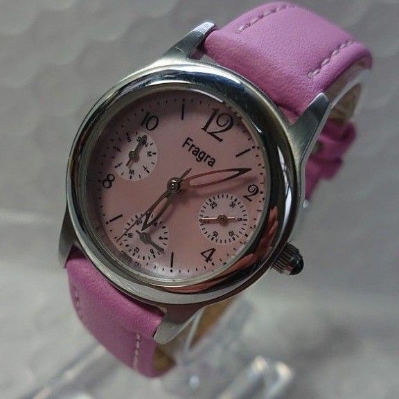 Fragra  腕時計 レディース ピンク 新品電池交換 稼働品 オシャレ トリプルカレンダー