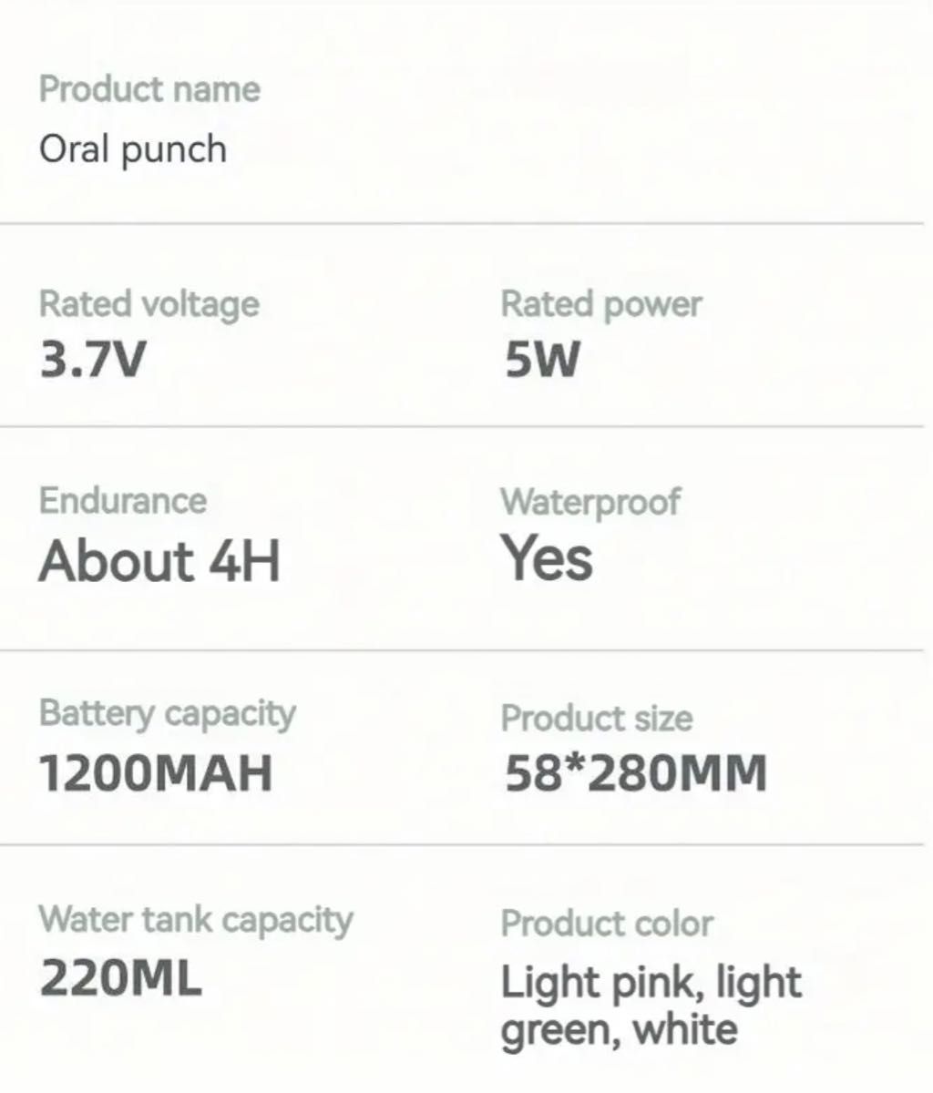 【新品未使用】口腔洗浄器　充電ケーブル・ノズル4本セット　ホワイト　防水