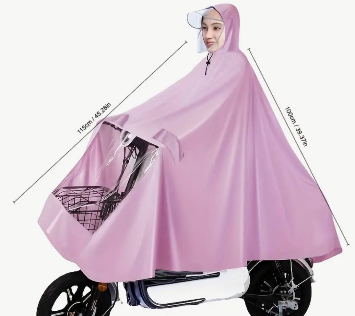 【新品未使用】自転車用 レインコート ポンチョ 男女兼用 クリアバイザー　ピンク