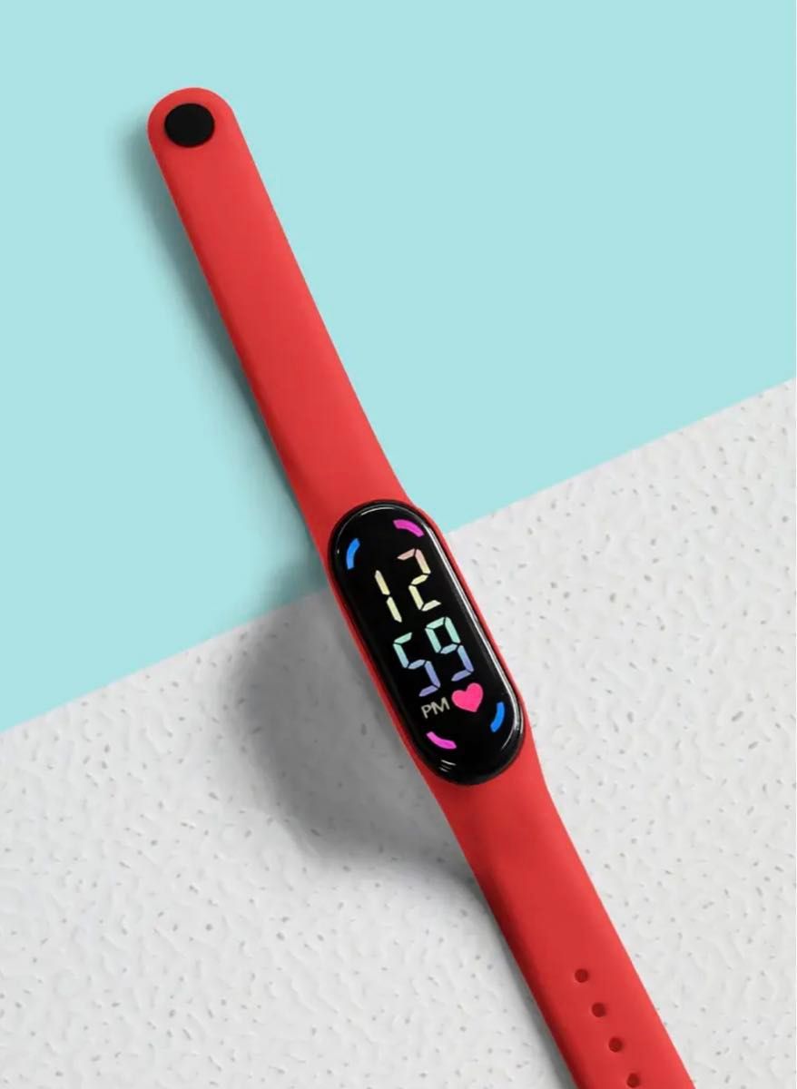 【新品・未使用】　デジタル腕時計　ユニセックス　レッド