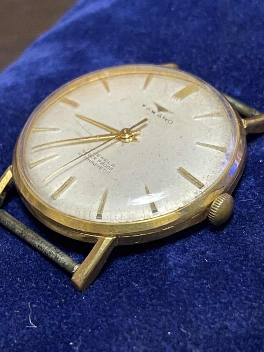 1 jpy ~ super-discount start TAKANOtakano17 stone hand winding operation goods men's wristwatch antique Vintage collector 
