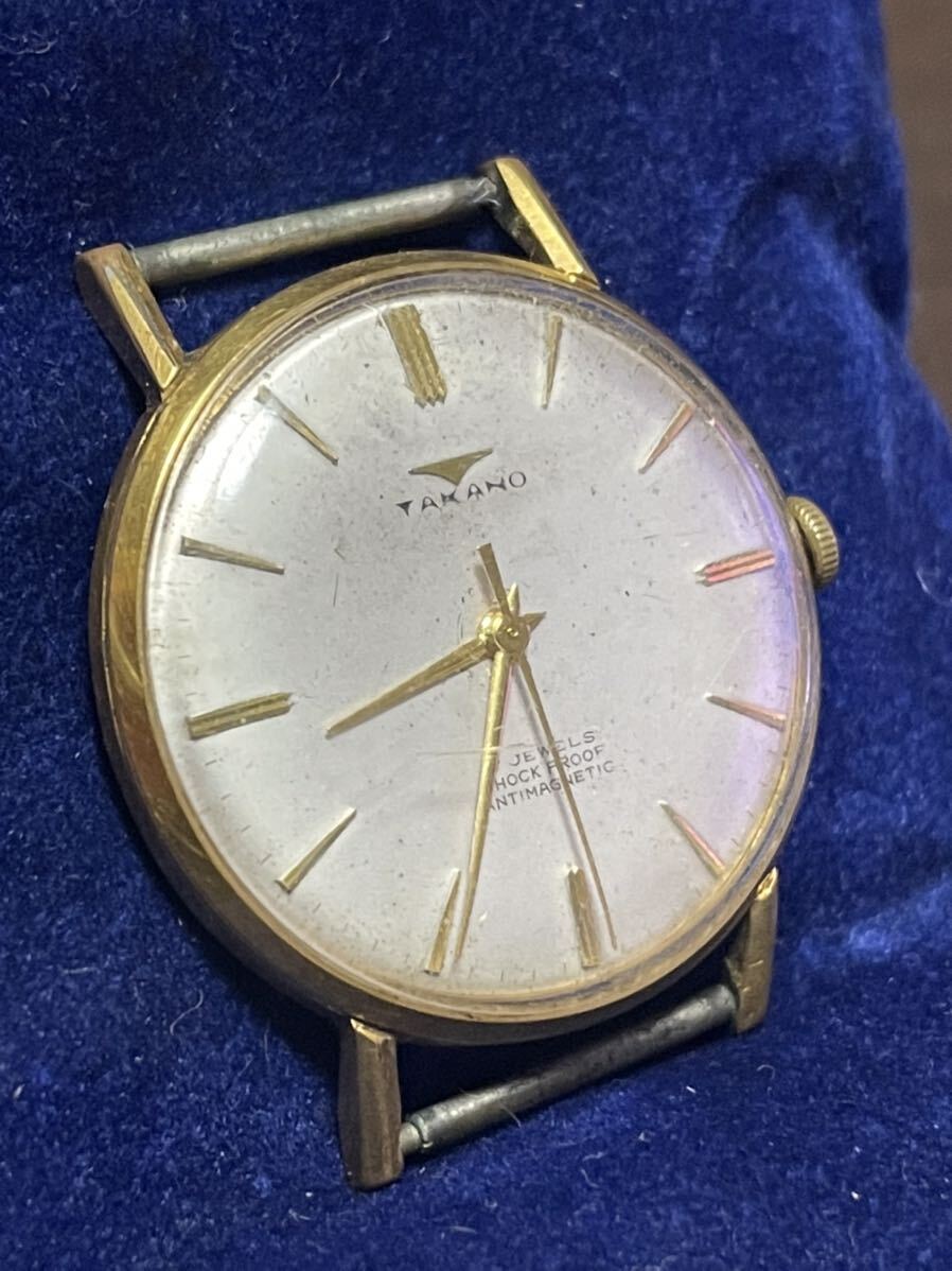 1 jpy ~ super-discount start TAKANOtakano17 stone hand winding operation goods men's wristwatch antique Vintage collector 