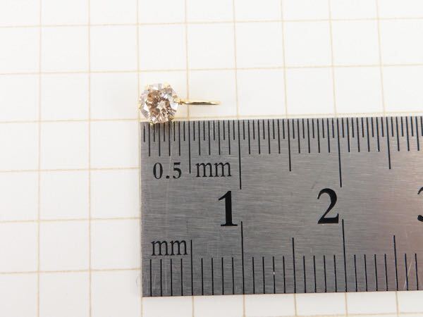 K18YG 18 золотой желтое золото натуральный бриллиант 0.2ct очарование подвеска с цепью новый товар верх светло-коричневый бриллиант один шарик 