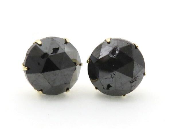  new goods with translation! K18YG black diamond 1.0ct×2 earrings stud earrings total 2ct!! large grain black diamond Monde earrings BlackDiamond large grain 