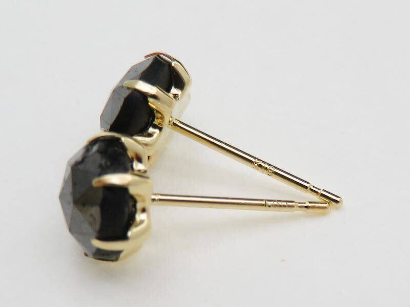  new goods with translation! K18YG black diamond 1.0ct×2 earrings stud earrings total 2ct!! large grain black diamond Monde earrings BlackDiamond large grain 