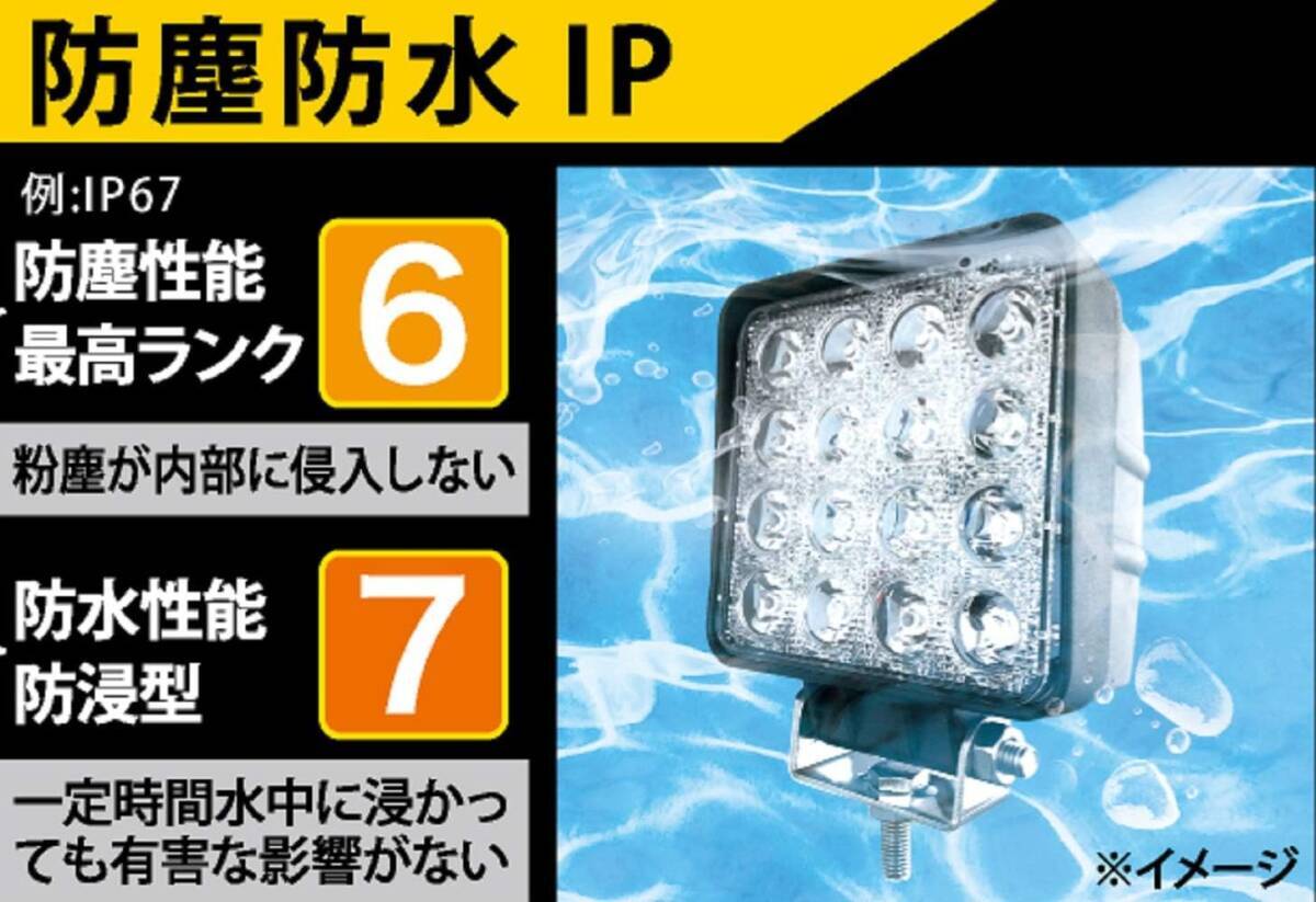 新品☆LEDワークライト 16灯 48W LED16灯 白色 48W 3360lm 6000K ノイズ対策 IP67 DC12/24Vの画像6