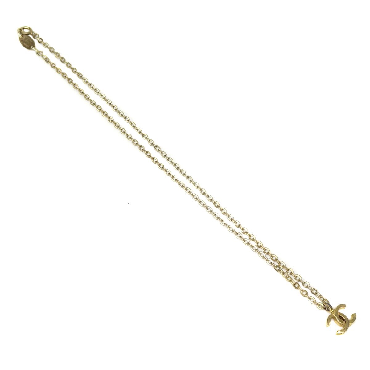 *D2928 Chanel here Mark chain necklace 376 Gold color CHANEL Vintage lady's *