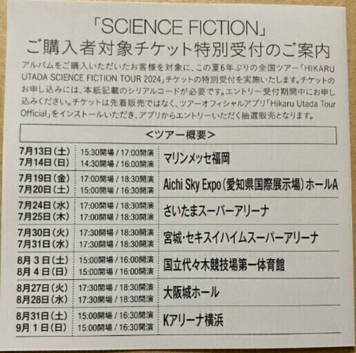 宇多田ヒカル SCIENCE FICTION ベストアルバム シリアルコードのみ の画像1