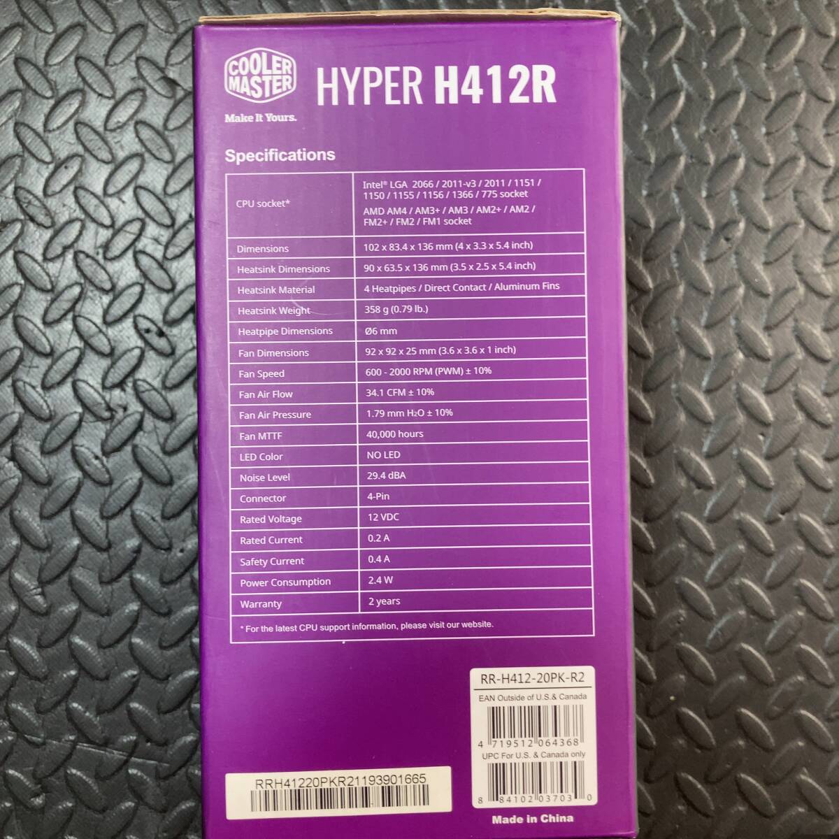 Cooler Master Hyper H412R side flow type CPU fan [Intel/AMD both correspondence ] RR-H412-20PK-R2