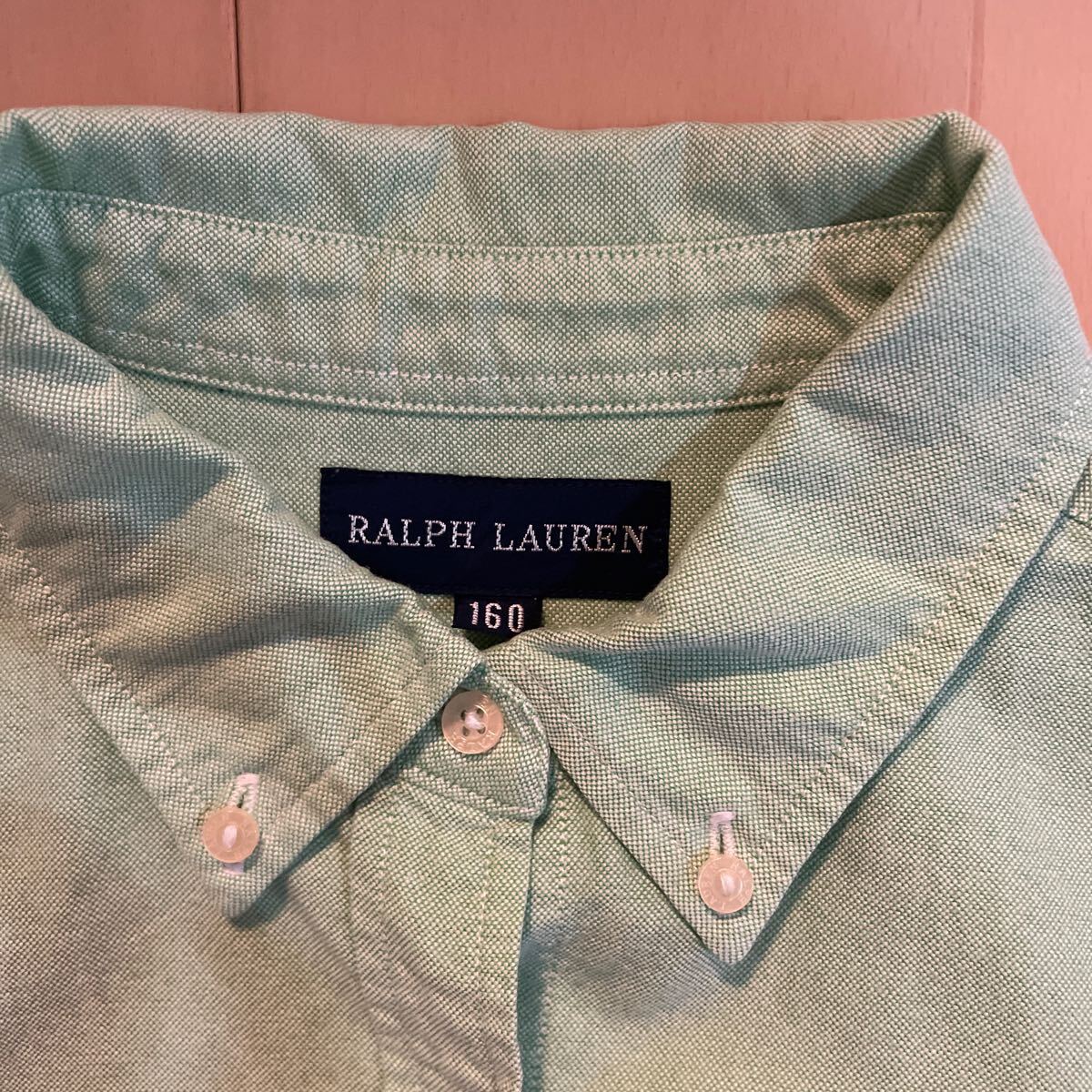 送料無料　ラルフローレン RALPH LAUREN 半袖ボタンダウンシャツ 160cm グリーン　送料込み