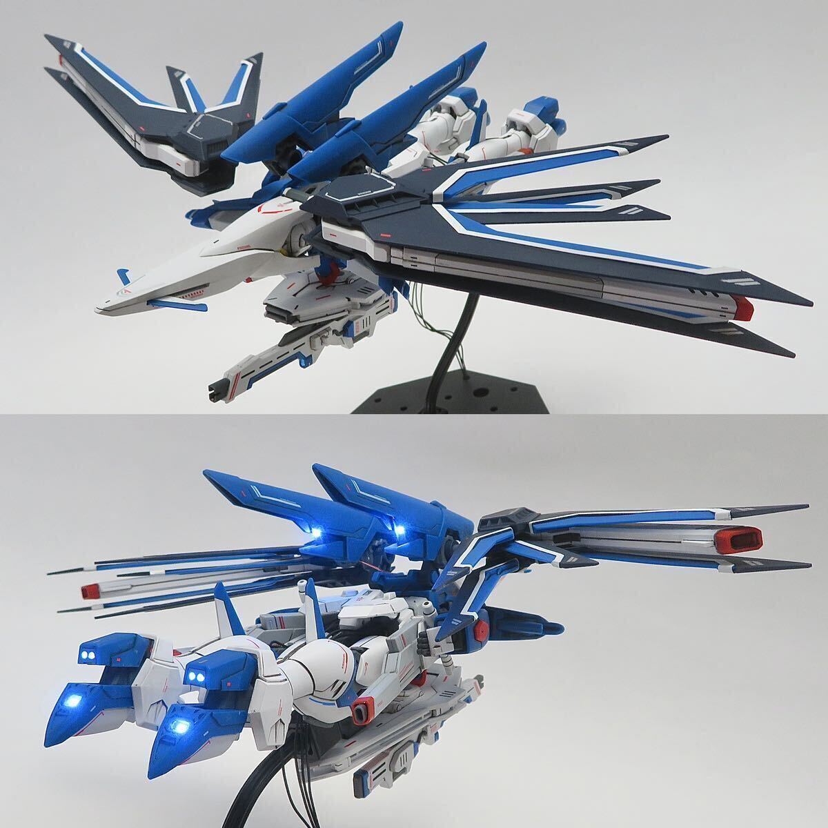 バンダイ HG 1/144 機動戦士ガンダム シードフリーダム ライジングフリーダムガンダム LED電飾塗装完成品_画像3