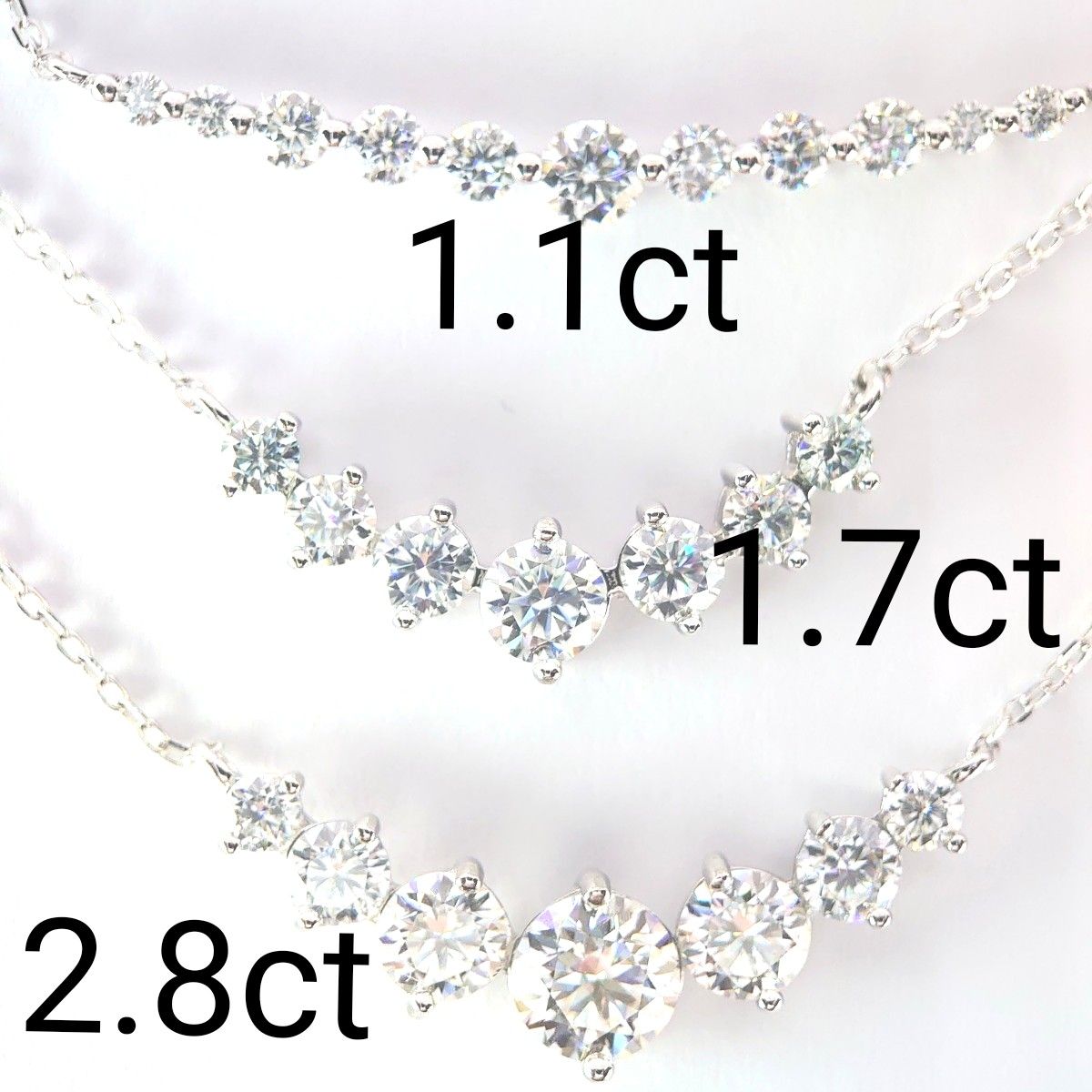 モアサナイト1.7ct  Dカラー プリンセス ネックレス マグネットクラスプ付 人工ダイヤモンド  上品  綺麗  