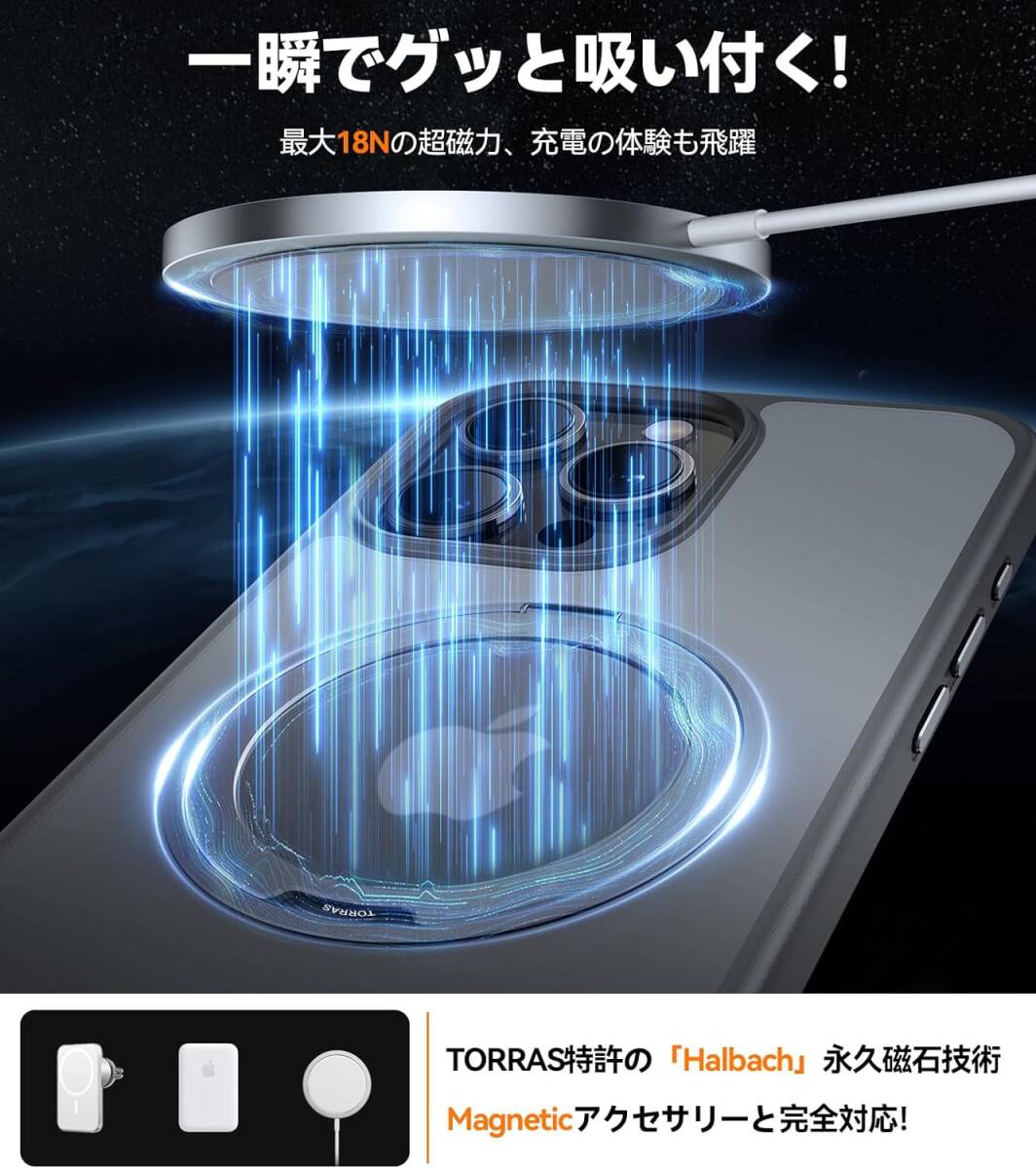 TORRAS iPhone 15 Pro用ケース【多機能360度回転スタンド】Halbachマグネット搭載 MagSafe対応 6.1インチ「UPRO Ostand R」チタングレー_画像5