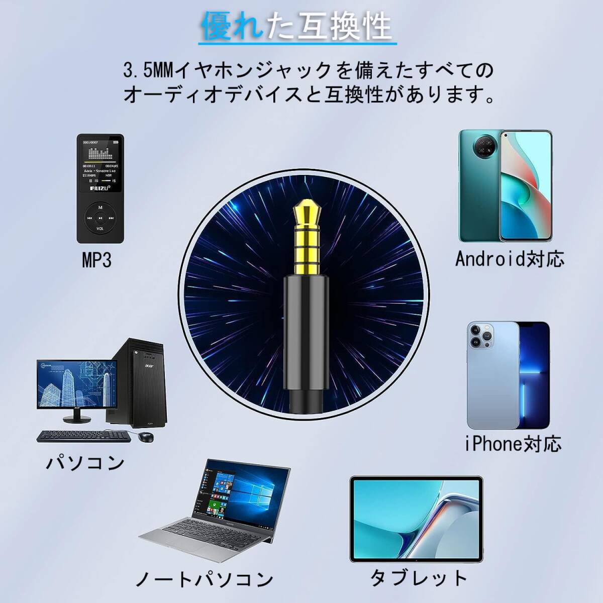 イヤホン 有線 イヤフォン マイク付き 磁気設計 絡み防止 HiFi音質 重低音 /PC/MP3/Switch/Android/iPhone/ZOOM/PS4の3.5mmプラグ 対応_画像6