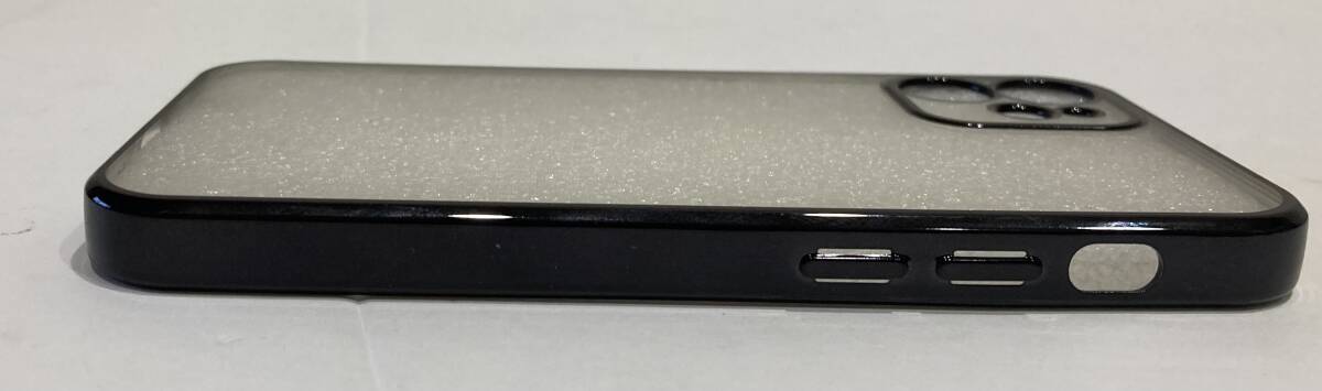 IPhone12 mini ケース クリア 透明 全面保護 耐衝撃 軽量 メッキ加工 TPU 薄型 ストラップホール付き 滑り止め 落下防止（ブラック）の画像9
