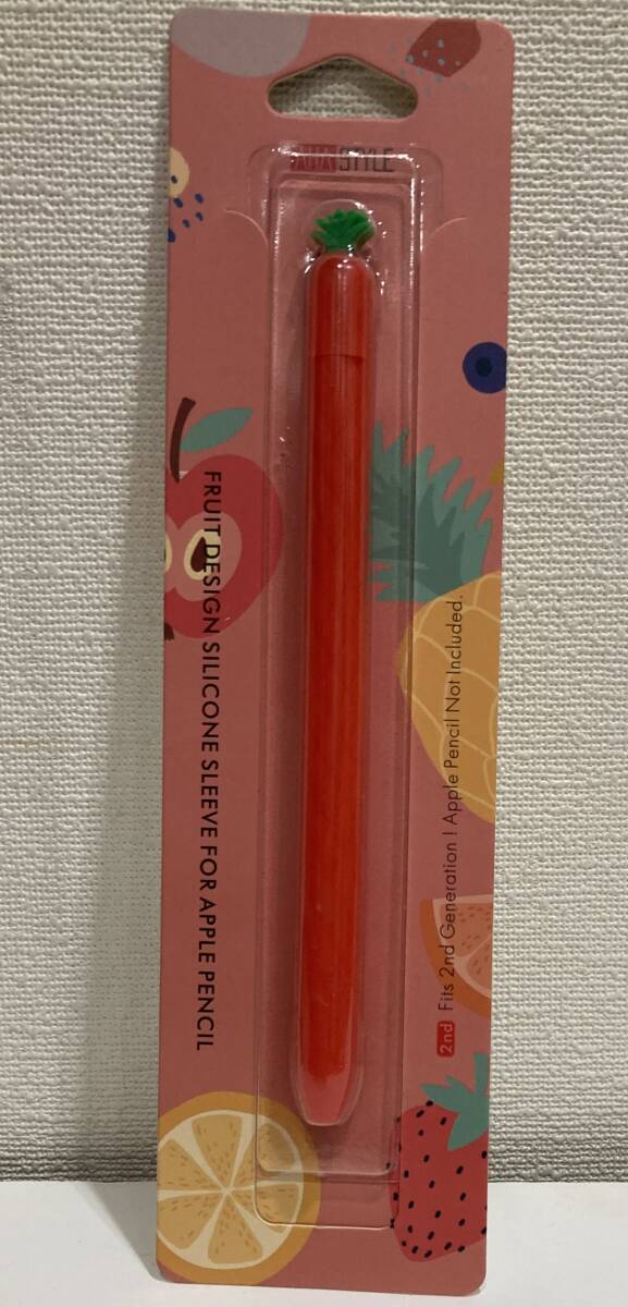 AhaStyle Apple Pencil 第一世代用シリコン保護ケース 果物デザイン Apple Pencil 初代に適用 握り心地アップ (レッド)　①