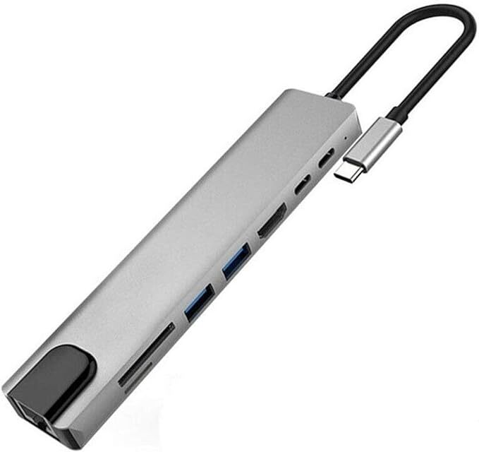 USB C ハブ 8in1 HDMI/イーサネット接続/87wPD充電/TF/SDカードリーダー/USB A 3.0/USB C 3.1多機能変換アダプタ （スペースグレー）_画像1