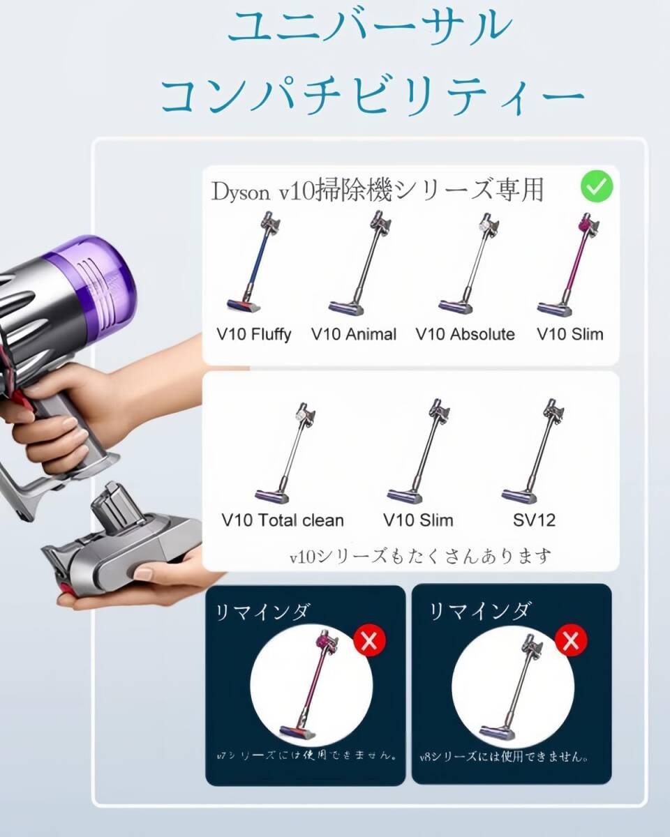 BOTKK ダイソン V10 バッテリー SV12 掃除機交換用バッテリー 5000mAh 25.2V Dyson V10 バッテリー壁掛けブラケットの画像3