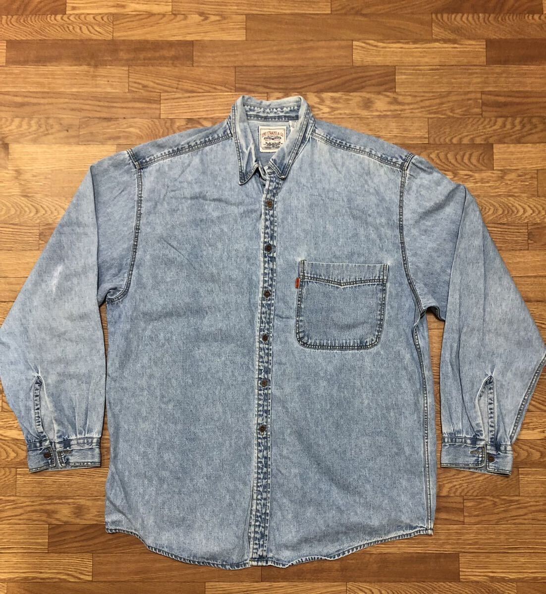 レア ハルキの古着 同形着用 Levis リーバイス ヴィンテージ デニムシャツ ワークシャツ グッドフェード レア ボックス形　XL程_画像1