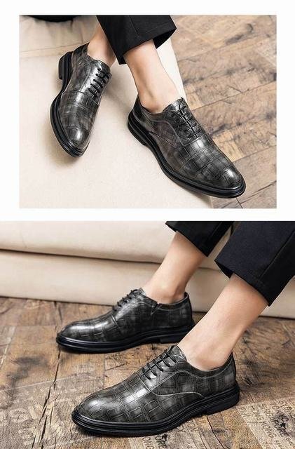 ビジネスシューズ メンズ シューズ 紐靴 PU革靴 紳士靴 イギリス風 フォーマル　ストーン柄　グレー　25.5cm_画像6