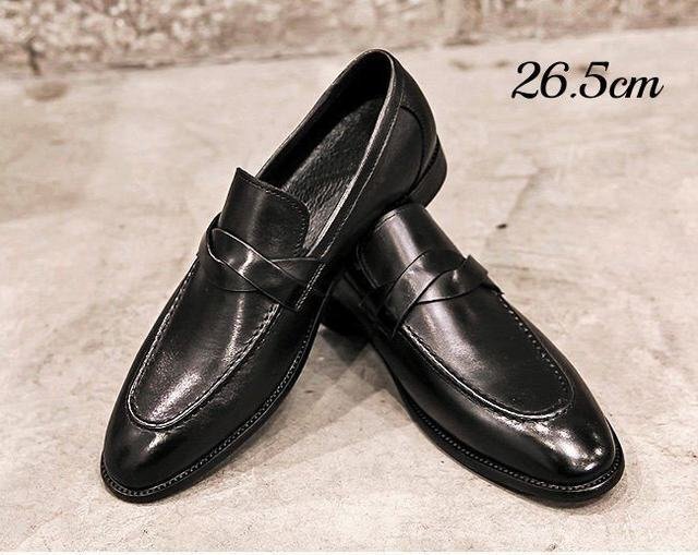 ビジネスシューズ メンズ シューズ　メンズシューズ 靴 紳士靴 フォーマル 革靴 レースアップ　歩きやすい ロングノーズ ブラック　26.5cm_画像1