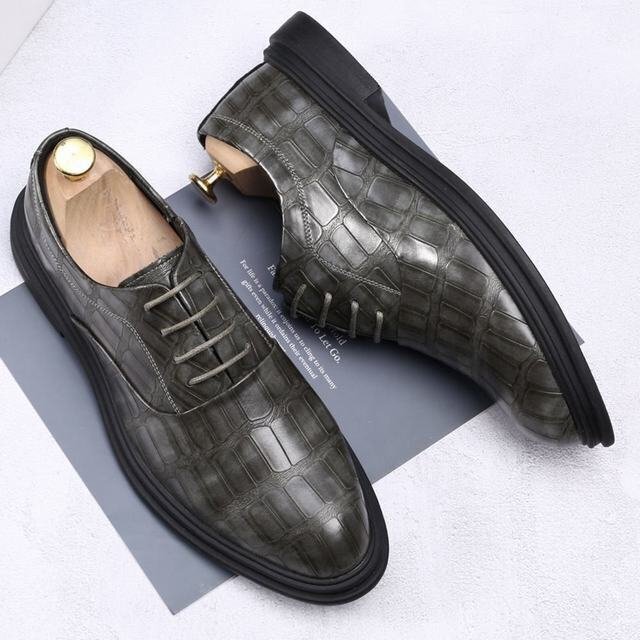 ビジネスシューズ メンズ シューズ 紐靴 PU革靴 紳士靴 イギリス風 フォーマル　ストーン柄　グレー　25.5cm_画像3