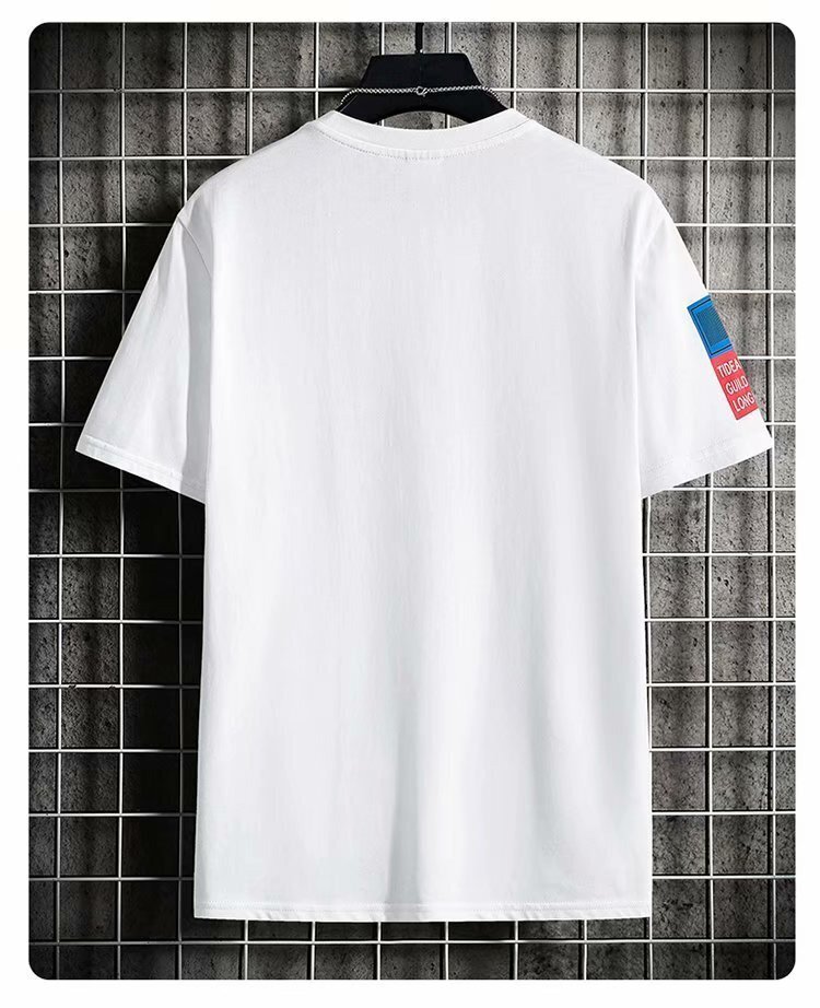 メンズ半袖Tシャツ、カットソー メンズ トップス tシャツ 半袖 丸首 インナー 胸プリント インナー タウンユース　ホワイト3XL_画像2