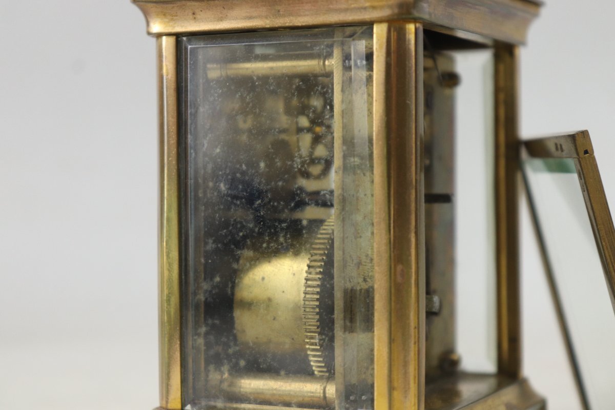 フランス製 ゼンマイ式 置き時計 真鍮フレーム 4面硝子 SR FA 4-C114の画像7