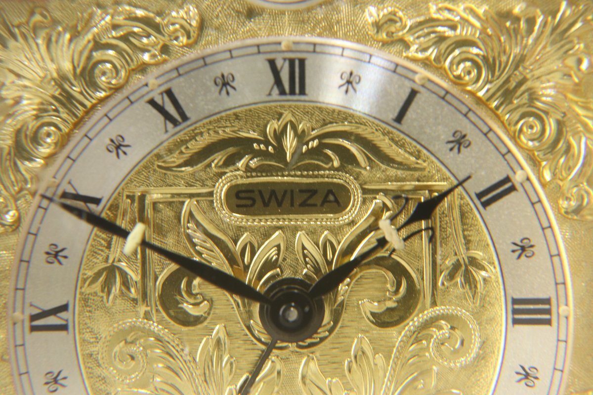 スイス スウィザ製 置き時計 目覚まし付 高さ14.8cm SWIZA Tempus Fugile SWISS MADE 手巻きゼンマイ式 4-C115の画像6
