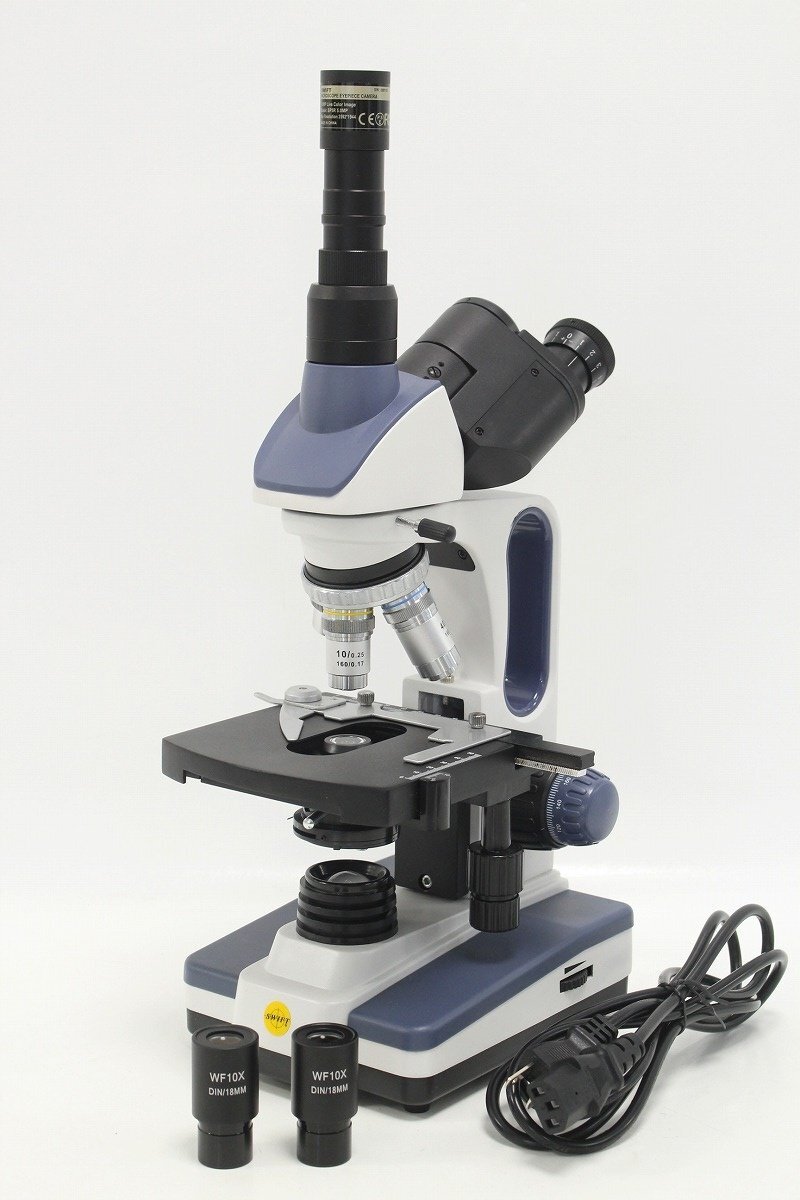 SWIFT SW350T 40X-2500X 三眼生物顕微鏡 3眼タイプ LED照明 デジタル接眼レンズ付き EP5R 5.0MP 4-E062/1/160の画像1