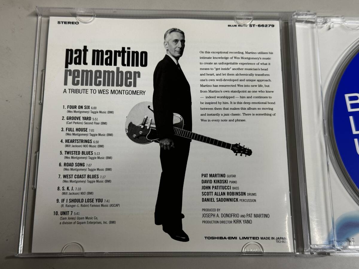 美品CD】remember/a tribute to wes montgomery/pat martino/リメンバー：トリビュート・トゥ・ウェス・モンゴメリー/パット・マルティーノの画像2