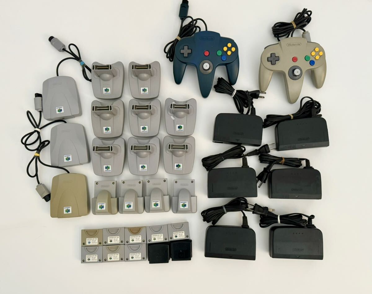 Nintendo64 コントローラー 振動パック 64GBパック コントローラーパックターミネーターパック ACアダプター 周辺機器 まとめて ジャンクの画像1